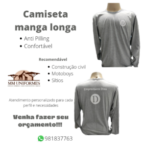 Uniformes empresariais | CAMISETA MANGA LONGA MALHA PV ANTIPILLING